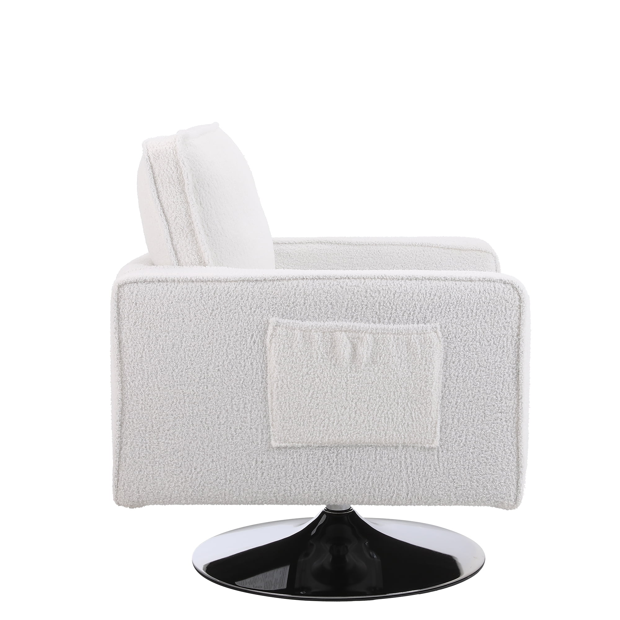 Kadyn Swivel Accent Barrel Chair, Linen Armchair with 360 Degree Swiveling and Side Pocket for Living Room, White Kadyn Swivel Accent Barrel Chair, Linen Armchair with 360 Degree Swiveling and Side Pocket for Living Room, White