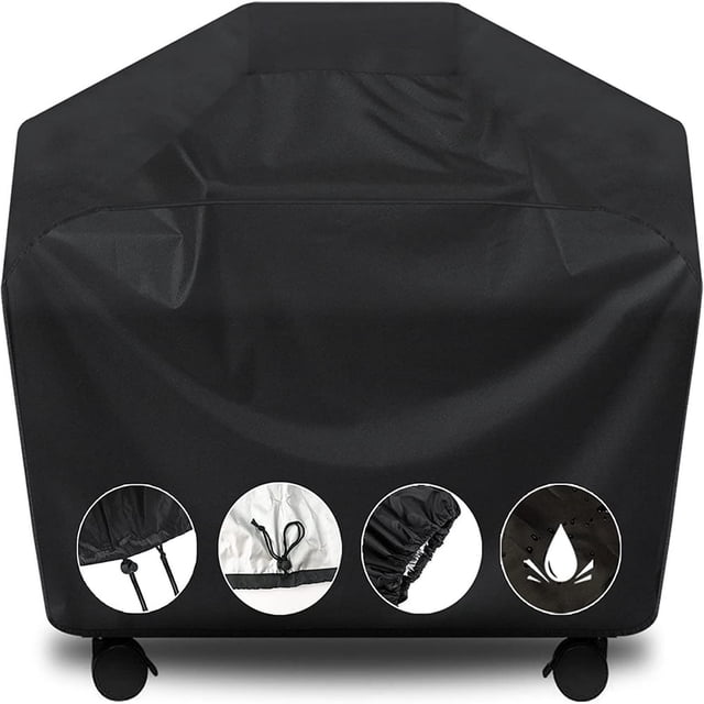 Grill Cover BBQ Cover Waterproof BBQ Grill Cover UV Resistant Gas Grill Cover Durable and Convenient Rip Resistant Black Barbecue Grill Covers Fits Grills of Weber Brinkmann etc
