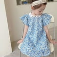 thumbnail image 4 of Uccdo Summer Toddler Girls Casual Floral Dresses Children Cute Peter Pan Collar Princess Party Dress 3-8T, 4 of 8