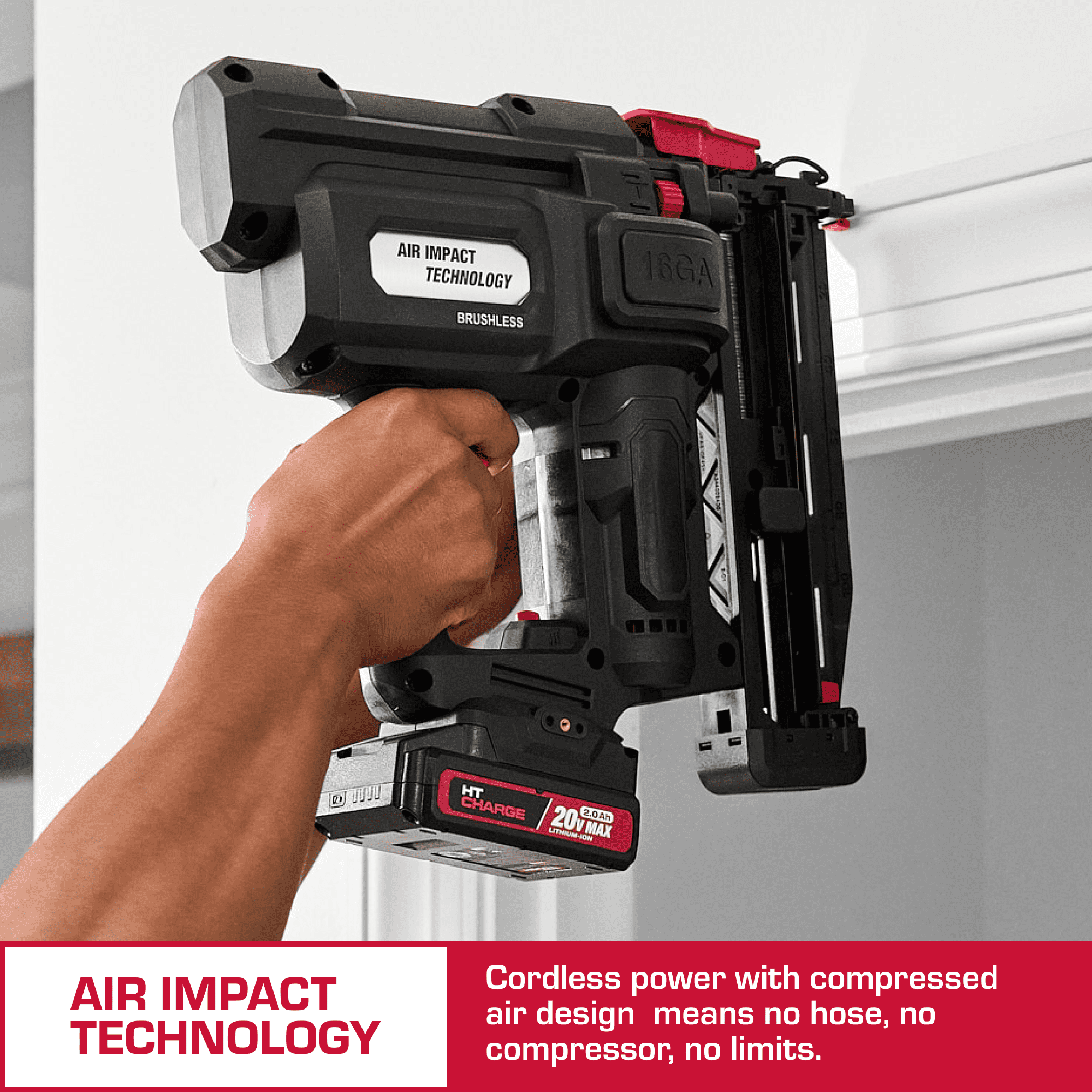Hyper Tough 20V Brushless Cordless 16-Gauge Finish Nailer Kit with Lithium-Ion Battery