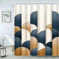 thumbnail image 6 of Mid Century Shower Curtain Black Gray Tan Abstract Sun Geometric Neutral Rustic Modern Arch Fabric Bathroom Decor Set Hooks, 6 of 13