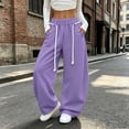 thumbnail image 7 of High Waist Sweatpants for Women,Wide Leg Elastic Drawstring,with Pockets,Solid Color Casual Baggy Pants for Daily Wear, 7 of 7