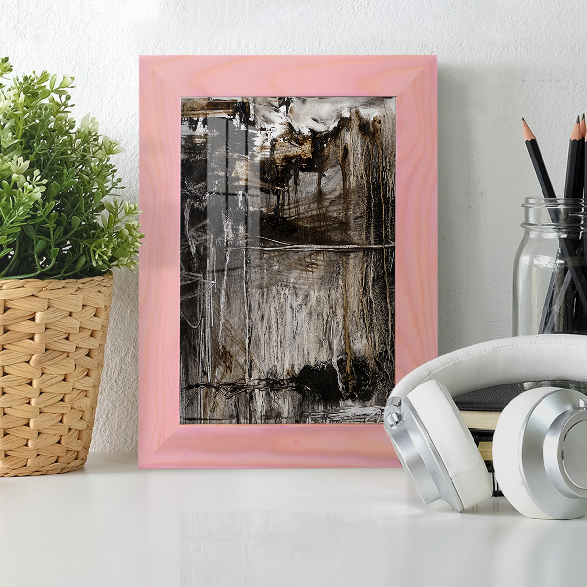 Continuum II -Framed Print w/glass-Sunset Pink