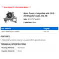 thumbnail image 2 of Water Pump - Compatible with 2010 - 2019 Toyota Tundra 4.6L V8 2011 2012 2013 2014 2015 2016 2017 2018, 2 of 2