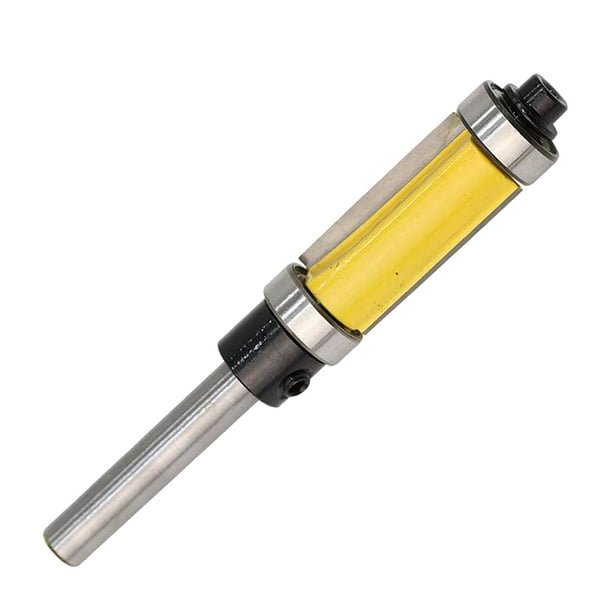 Broca de enrutador al ras con vástago de 1/4'' con cojinete superior e inferior para madera de 25 mm/38 mm 12.7x25 mm amarillo