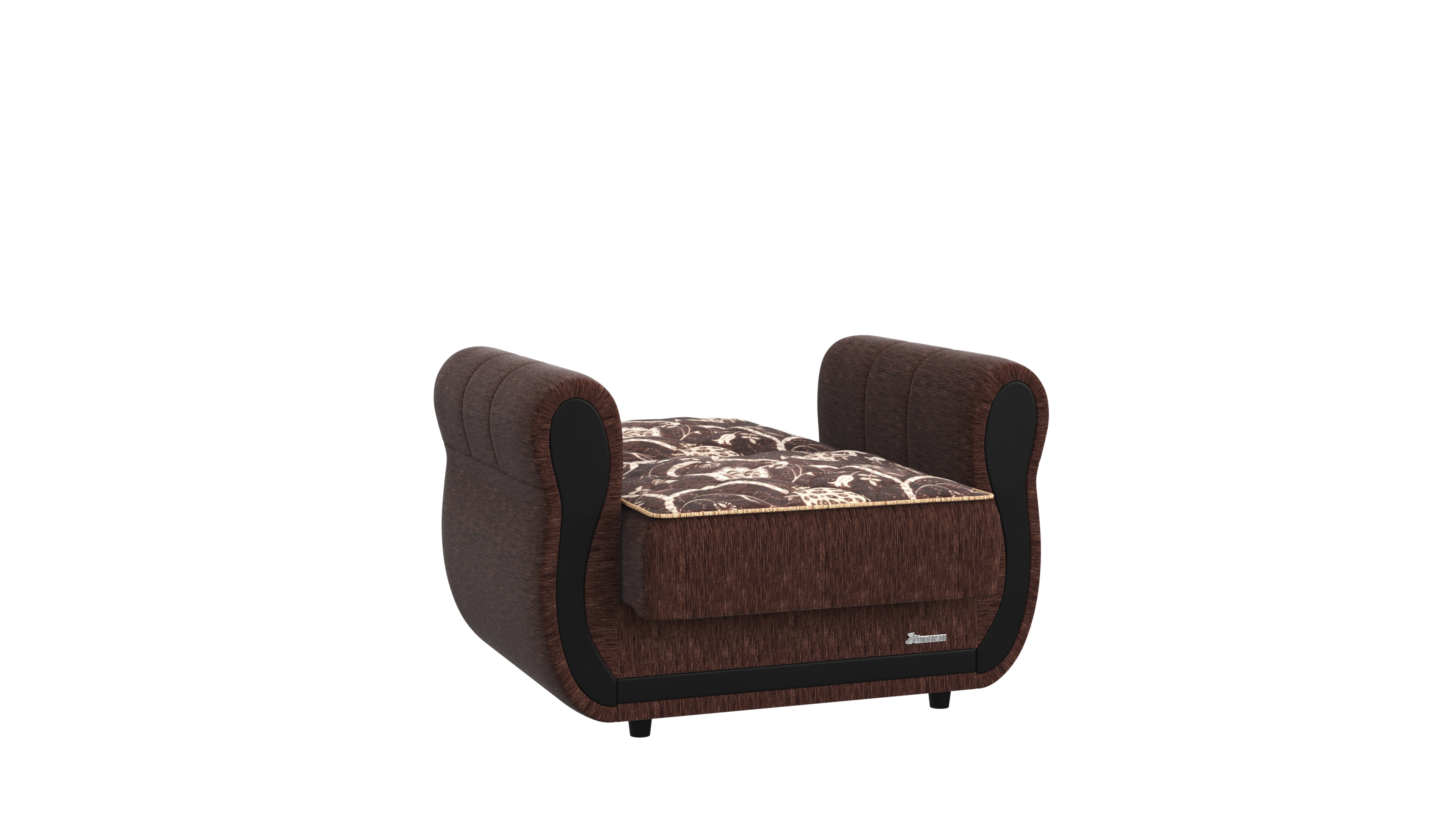 Ottomanson Convertible Accent Armchair with Hidden Storage, Firm Comfort Seating, Brown