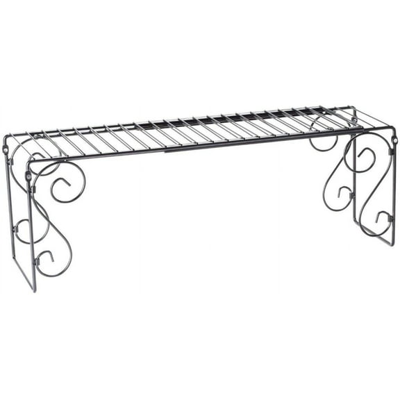 WalterDrake Expandable Black Metal Over-the-Sink Shelf with Scroll Design