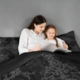 thumbnail image 3 of Erosebridal Baroque Floral Queen Comforter Set,Vintage Gothic Theme Bedding Comforter Set For Men Women,Reversible black,3pcs, 3 of 7