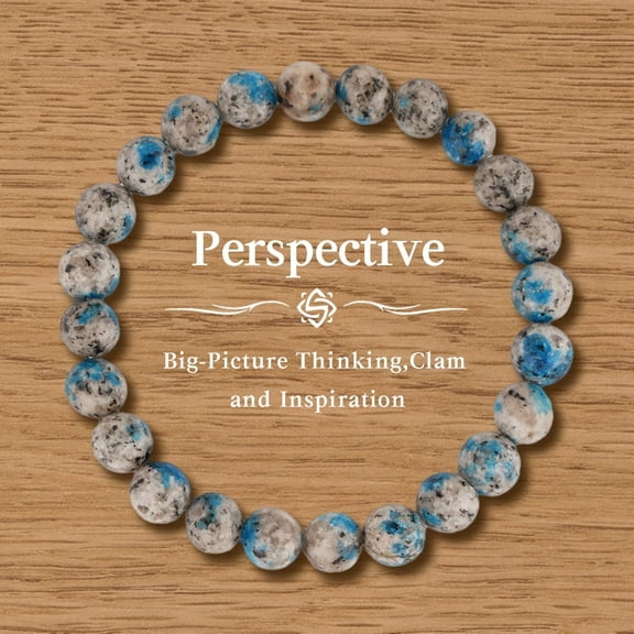 Natural Blue Speckled Stone Stretch Bracelet for Women and Men, Healing Energy Meditation Yoga Spiritual Jewelry Gift