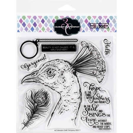 UPC: 0857287008713 | Colorado Craft Company Clear Stamps 6 X6 -Hope Sings Peacock-Big & Bold