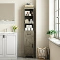 thumbnail image 6 of IDEALSOUL Tall Bathroom Storage Cabinet, Narrow Bathroom Storage, Freestanding Linen Cabinet with Barn Door and Drawer, Gray, 6 of 9