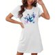 thumbnail image 4 of Camisón corto de mujer, vestido de largo medio con estampado de moda, camisón corto extragrande de mujer, camisón de manga corta con estampado de pecho a la moda, camisón de mujer, 4 of 5