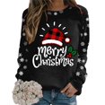 thumbnail image 3 of Gibobby Sudadera de Navidad para mujer Sudadera para mujer Moda Navidad Estampado Cuello redondo Ajuste Tops Casual Manga larga Camisas de entrenamiento Blusa suelta(Negro,XG), 3 of 5