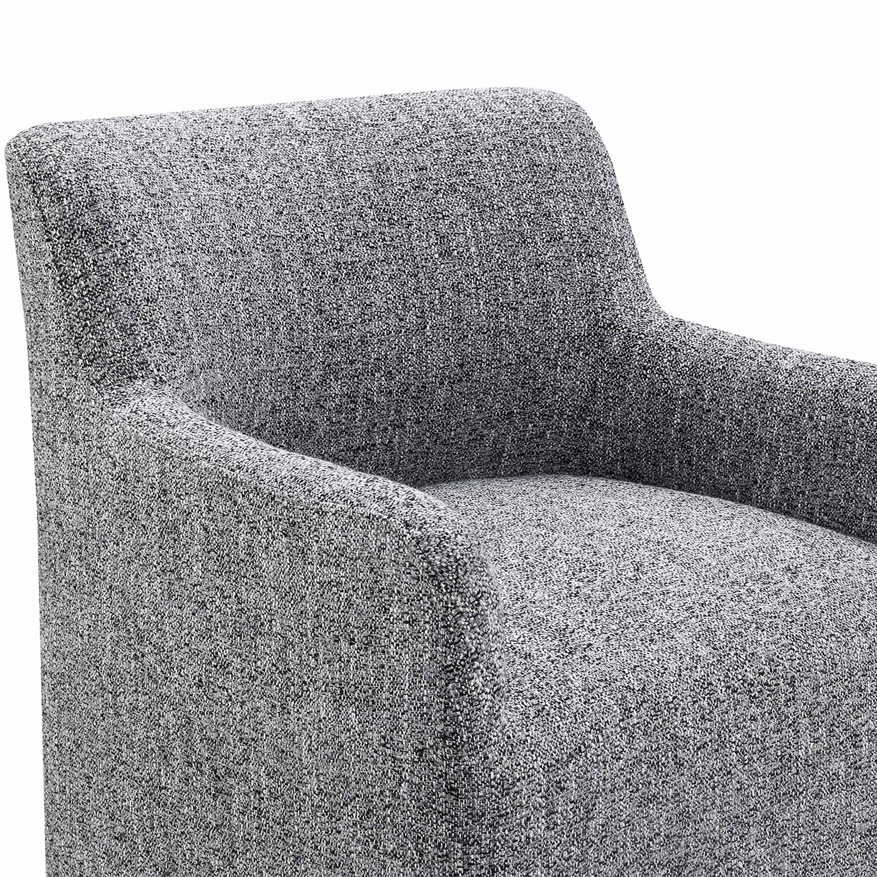 Furniture of America Jaine Modern Fabric Barrel Back Dining Arm Chair with Casters, Pewter Gray