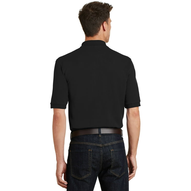 Port Authority Pique Knit Polo with Pocket K420P Black XS
