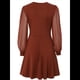 thumbnail image 2 of Vestido Corto Fruncido con Escote en V para Mujer Color Caramelo M, 2 of 10