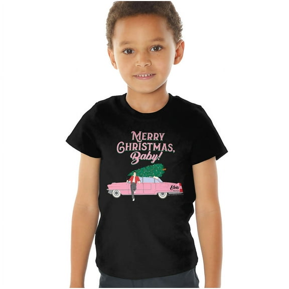 Elvis Merry Christmas Baby Kids T Shirt (2) for Toddler Boys and Girls, Black