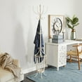 thumbnail image 3 of DecMode 15" x 72" White Metal Scroll Vintage Style 12 Hook Coat Rack with Umbrella Storage Base, 1-Piece, 3 of 13