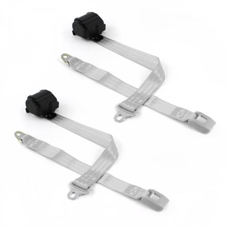 SafeTBoy Standard 2 Point Gray Retractable Bucket Seat Belt Kit with 2 Belts for 1971-1977 Ford Maverick