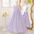 thumbnail image 5 of Bobifish Toddler Girls Formal Dress V Neck Sleeveless Pleated Floor-Length Evening Party Gown Children Girls Flowy Dresss, 5 of 9