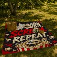 thumbnail image 7 of decorative motif Movie Lettering Above Skull Filled decorative motif, Soft Flannel Blanket with Vintage decorative motif Poster Print, Housewarming Gift and Home Decor for Bedroom and Living Room, 7 of 7