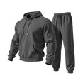 thumbnail image 3 of Delconic Mens Hoodie and Jogger Set Pullover Hooded Sweatshirt and Drawstring Sweatpants Casual Athletic Two Piece Outfit Dark Gray 2XL, 3 of 9