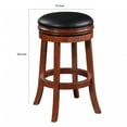 thumbnail image 4 of Sabi 30 inch Swivel Counter Stool Solid Wood Faux Leather Brown Black - Saltoro Sherpi, 4 of 5