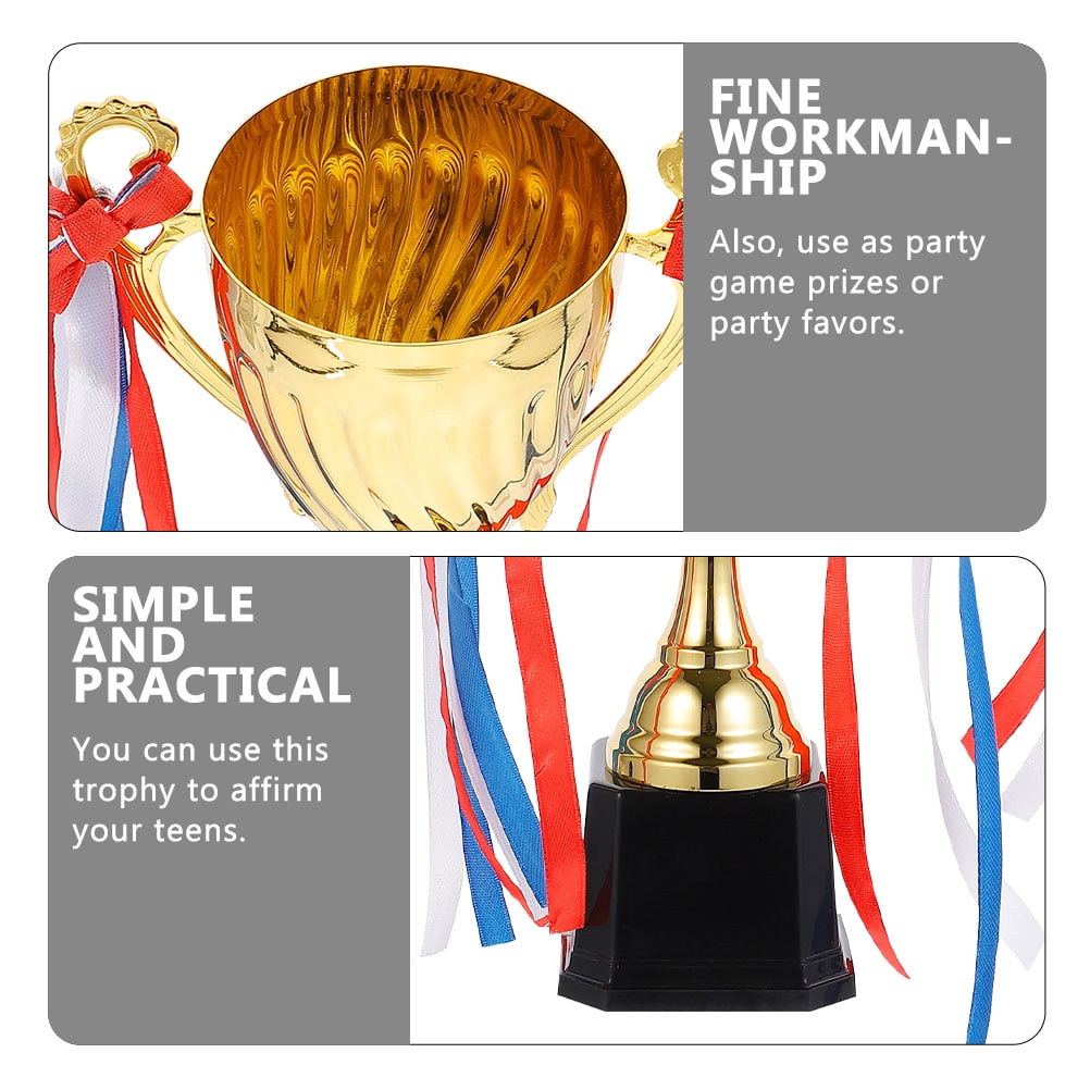 Raindrops 2Pcs Competition Trophy Golden Metal Plastic Award Recognition Prize 11.8x3.1x3.1in