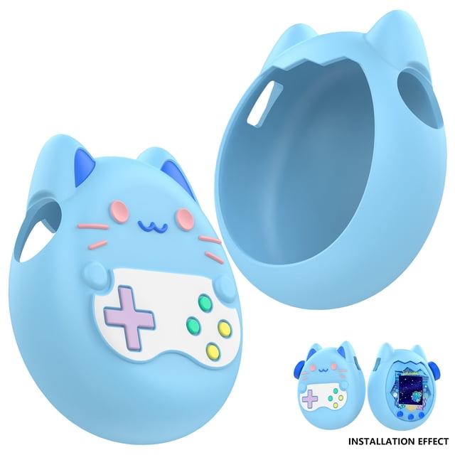 Blue Tamagotchi Protective Case Soft Silicone Cover With Tpu Screen Protector 360 Degree Protection For Electronic Pet Game Device Protective Cover