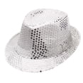 thumbnail image 3 of FINALGANG Womens Mens Silver Sequin Fedora Hat Sparkling Adjustable Fit Casual Cap For Party Daily Casual Outdoor Wear Cozy Headwear, 3 of 3