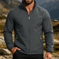 thumbnail image 5 of Men's Lightweight Zip Up Windbreaker Jacket Long Sleeve Stand Collar Solid Trendy Fall Casual Outerwear Jacket with Pocket for Hiking and Travel Dark Gray 4XL, 5 of 6