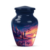 Lighthouse Small Cremation Urns For Human Ashes, Blue Keepsake Urns For Human Ashes Adult Female Small 3 Inch, Purple Mini Urn For Brother