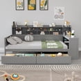 thumbnail image 2 of Modern Farmhouse Full Size Daybed with Two Storage Drawers and Desk, Multi-functional Storage Bed with Shelves for Small Space Bedroom Office, Gray, 2 of 16