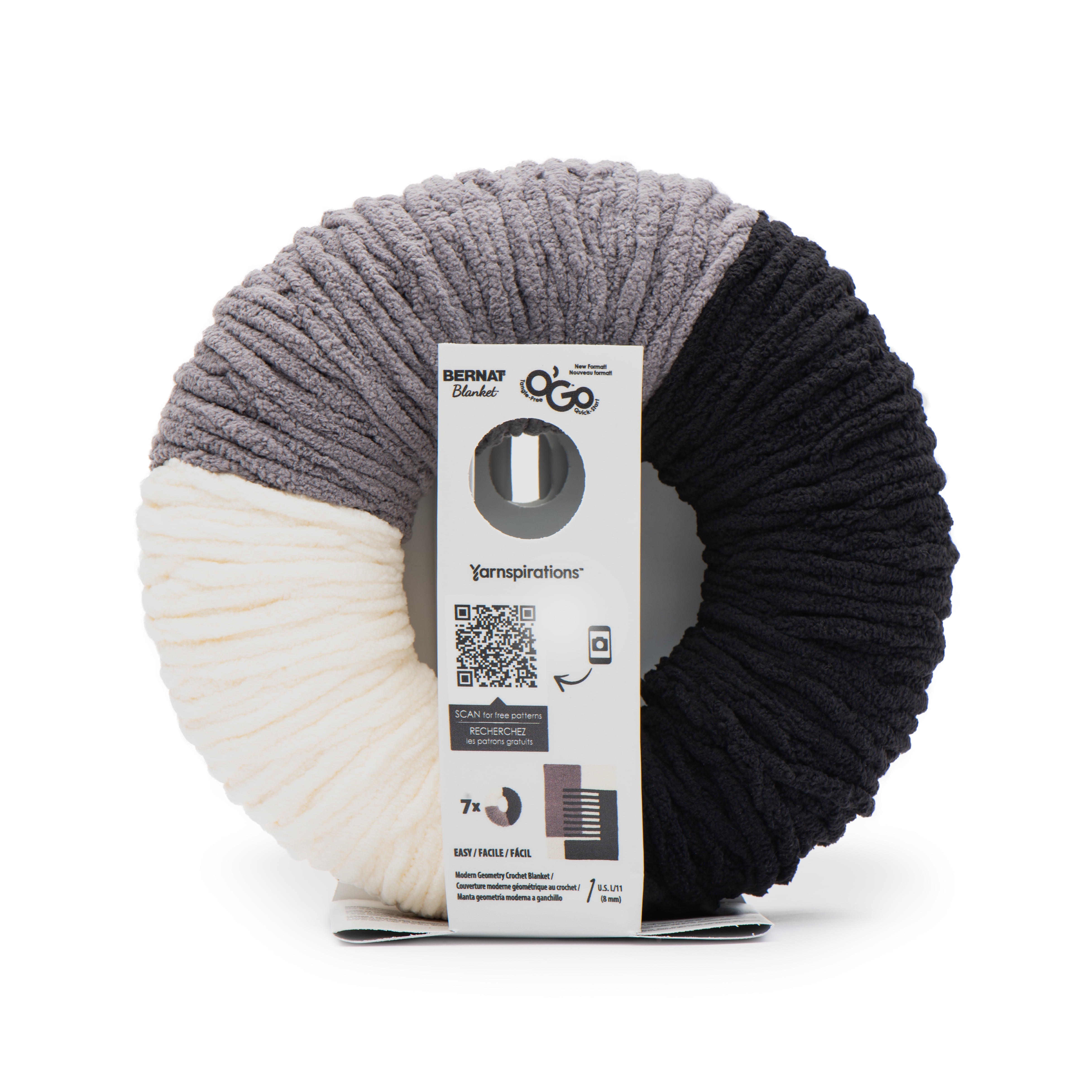 Bernat® Blanket™ O’Go™ #6 Super Bulky Polyester Yarn, Monochrome 10.5oz/300g, 220 Yards