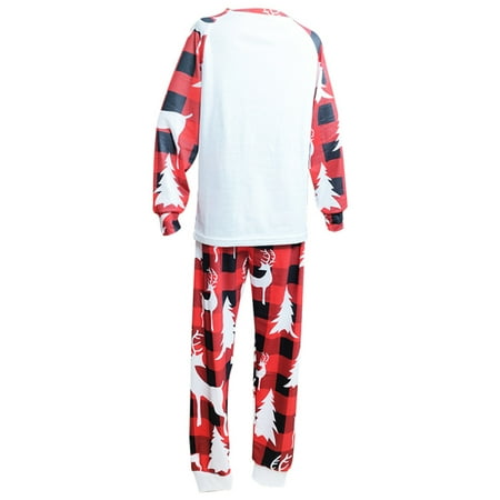 

Christmas Elk Printed Pajamas for Family Long-Sleeved Round Neck Sleepwear Loose Casual Home Clothes Set 12 Child