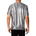 thumbnail image 3 of Camiseta de fiesta disco de manga corta para hombres con estampado animal metálico INSPIRE CHIC XL Plata, 3 of 6