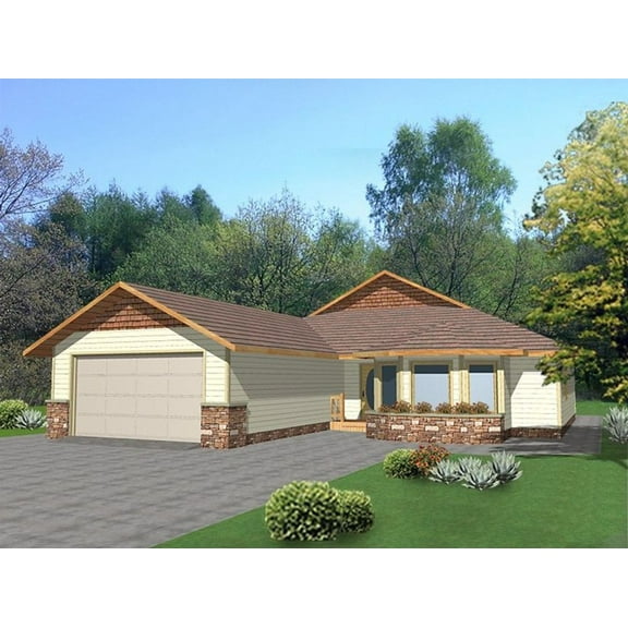 001-3005: Ranch Country 3 Bed, 2 Bath Luxury Home Plan, 1352 Sq Ft: Full Blueprints with License to Build by Home Plan Marketplace - Lesuto