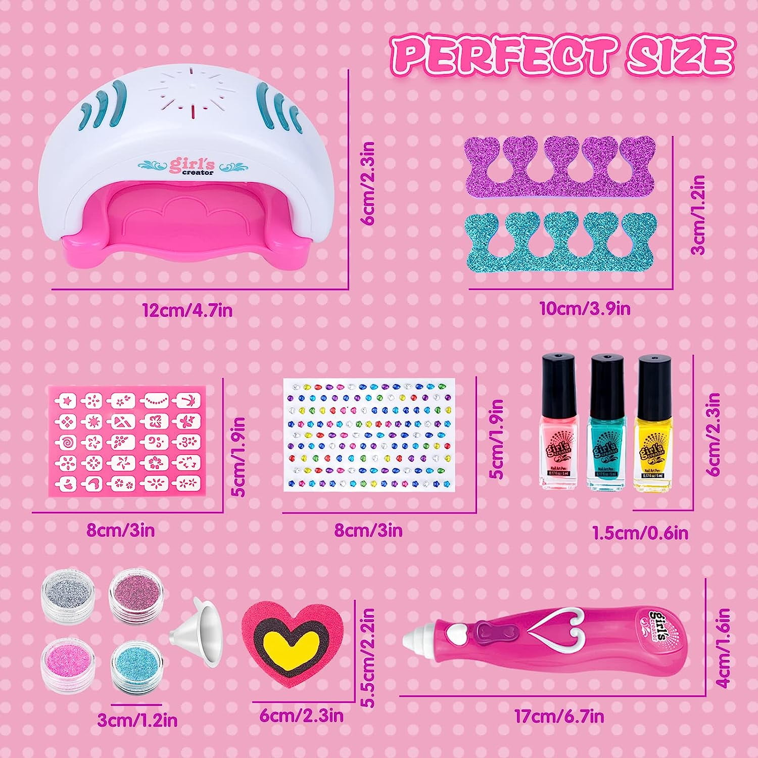 Crafts Gifts for 7 8 9 Year Old Girls, Kids Nail Varnish Arts Sets for Teenage Girls Age 6 7 8 9 10 Nail Polish Kits for 8 9 10 11 12 Year Old Kids Girls Nail Salon Games Kids Manicure Sets