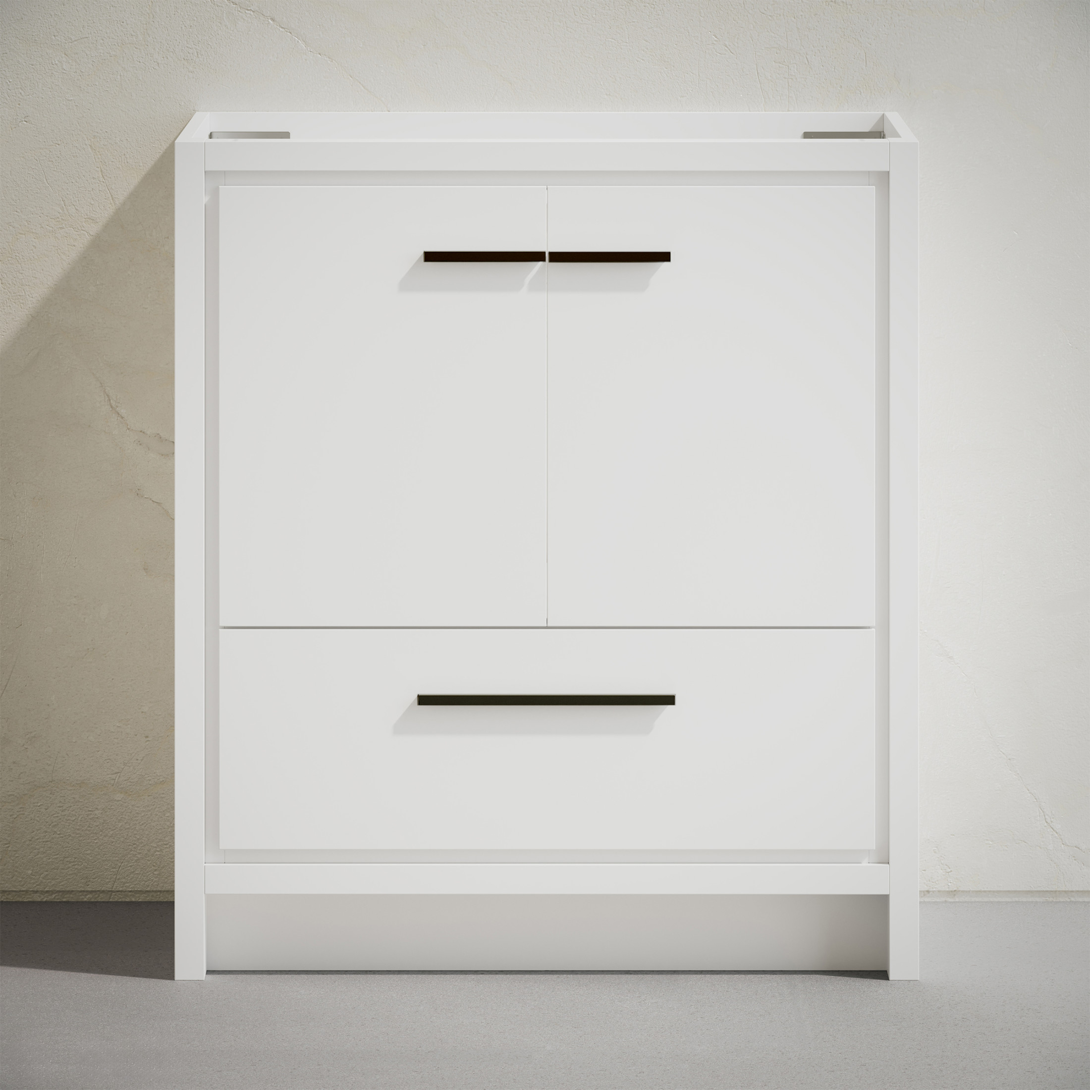 Virage 30" Freestanding Bathroom Vanity in White without Sink Top