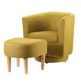 thumbnail image 6 of Dazone Modern Accent Upholstered Single Sofa Chair with Footstool, Swivel Club Tub Chair & Ottoman Set, Yellow, 6 of 6