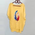 thumbnail image 2 of Women's Loose Casual 3/4 Length Sleeve Top T-Shirt Printed Blouse Yellow,M, 2 of 5