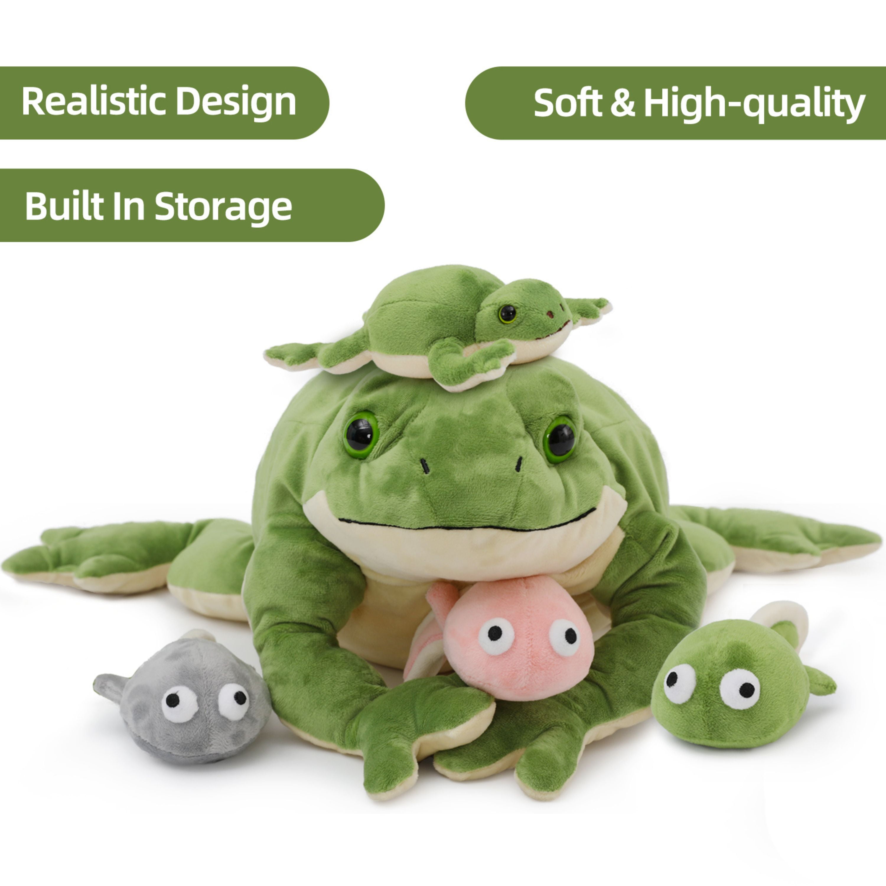 MaoGoLan 22" Giant Frog Stuffed Animal with 4 Babies Plush Toy Stuffed Frog Toys