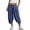 Blue, variant on Womens Linen Blend Cropped Harem Pants Cross Elastic Waist Casual Summer Trousers with Elastic Cuffs