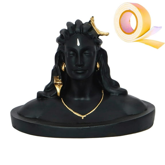 zig zag Adiyogi Lord Shiva Statue Perfect for Car Dashboard and Home/Office Decor - Black, 4.5 Inch Includes Double Sided Tape for Easy Installation!
