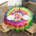 thumbnail image 3 of Colorful Tie Dye Pattern Round Tablecloth 60"x60",Wrinkle Wipeable Table Cloth for Kitchen Dining Room Picnic Patio Party, 3 of 6