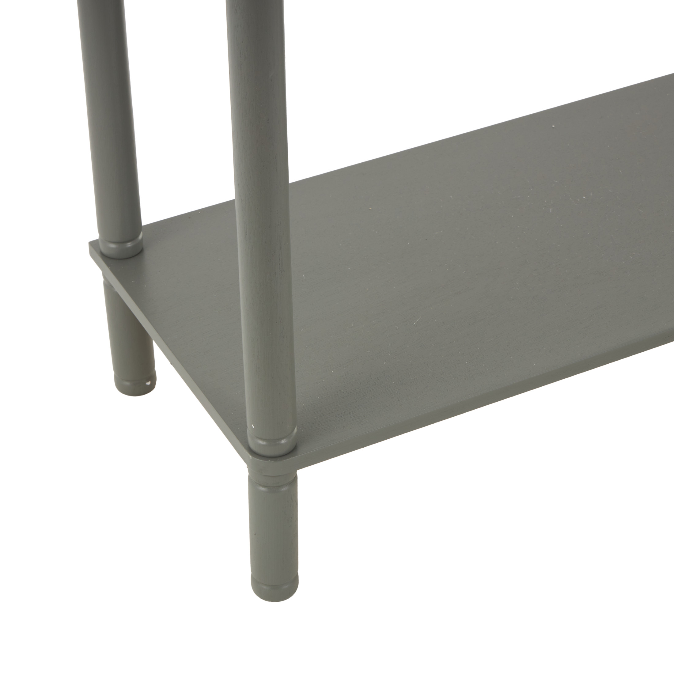 DecMode 36" x 28" Gray Wood Handmade 2 Drawer Console Table with Black Handle and Ribbed Front, 1-Piece