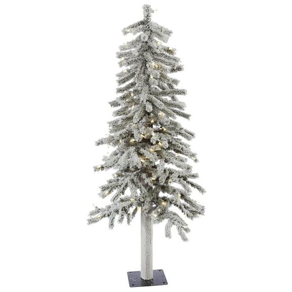 Vickerman 4' Flocked Alpine Artificial Christmas Tree, Warm White Single Mold LED  lights