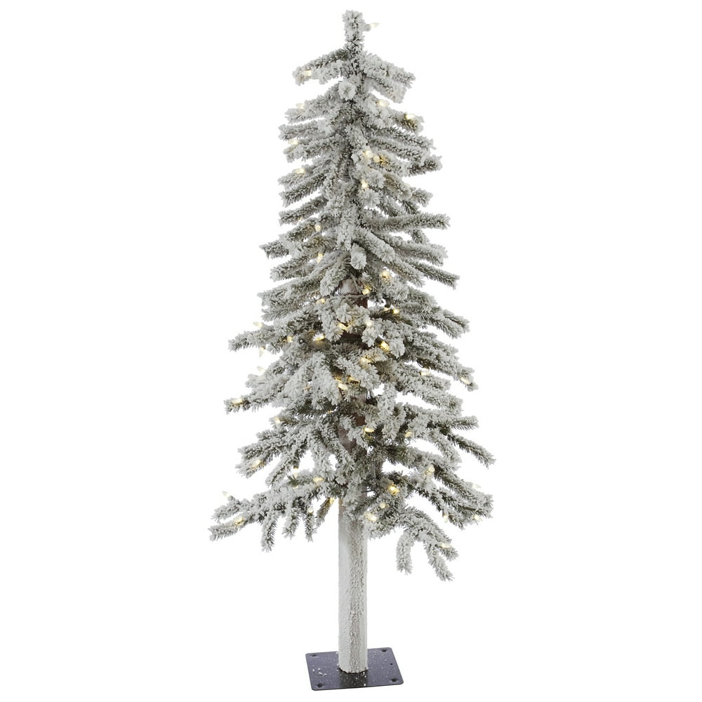 Vickerman PreLit 4' Flocked Alpine Artificial Christmas Tree, LED
