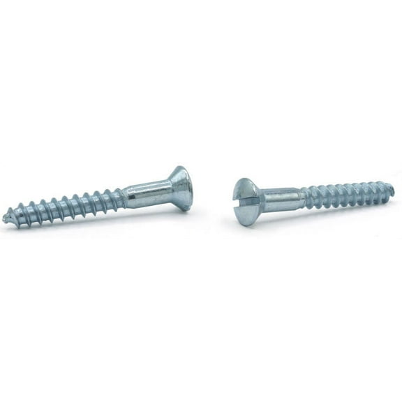 #10 x 1 1/2" Wood Screws / Slotted / Oval Head / Steel / Zinc - 2000 Piece Carton