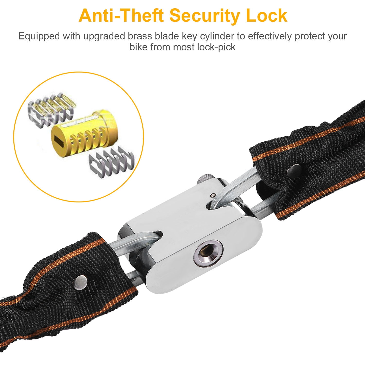 Heavy Duty Chain Lock,Security Chain Hardened 8mm Thick with Weather-Resistant Keyed Padlock, Perfect for Indoor Outdoor Motorcycles, Bikes